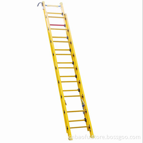 220kv Yellow Fiberglass Single Side Grooved Rail Extension Ladder